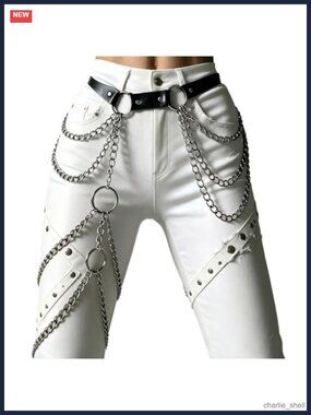 PU Leather Body Chain Thigh Harness Leg Garter Belt Women Rave Gothic